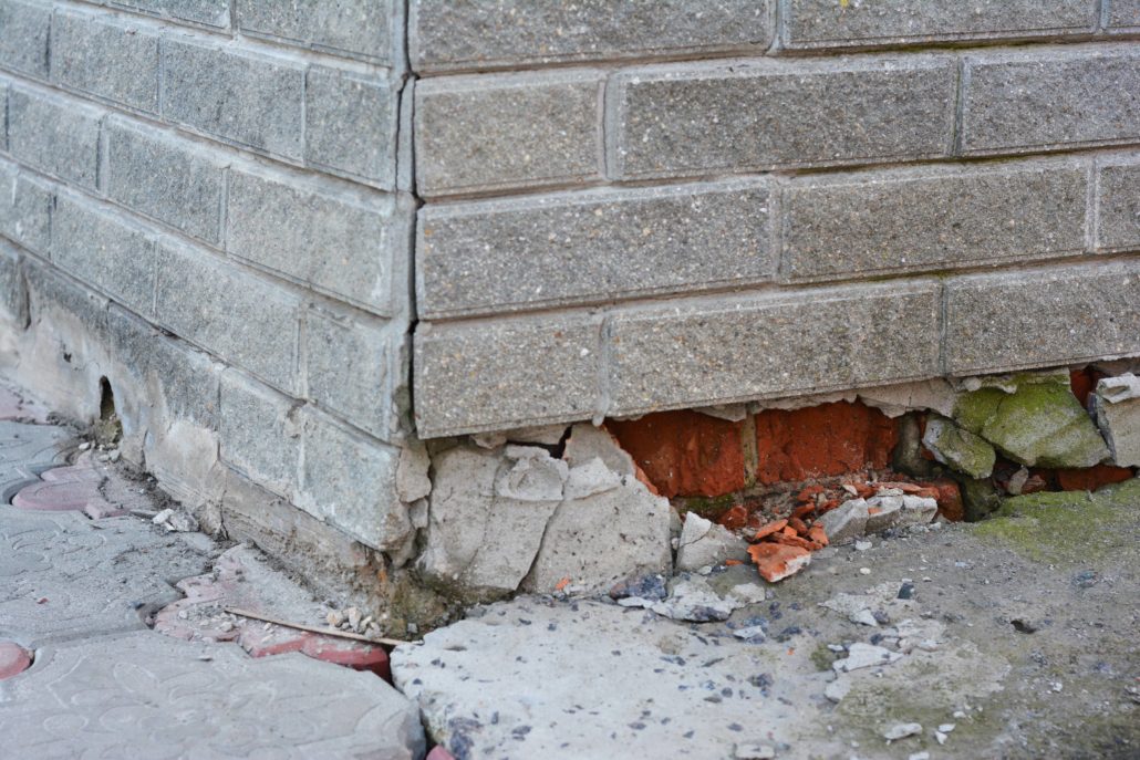 foundation damage to a brick home