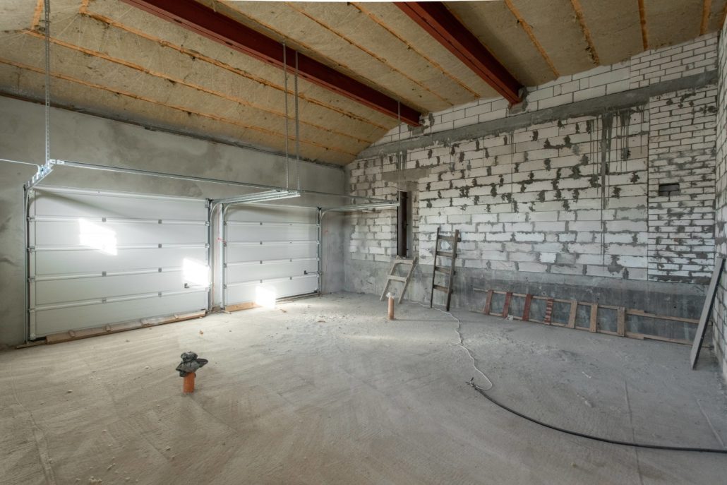 Insulation on a garage ceiling roof. 