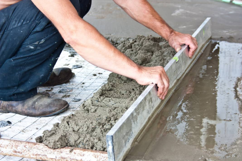 Moving water off concrete after rain. 