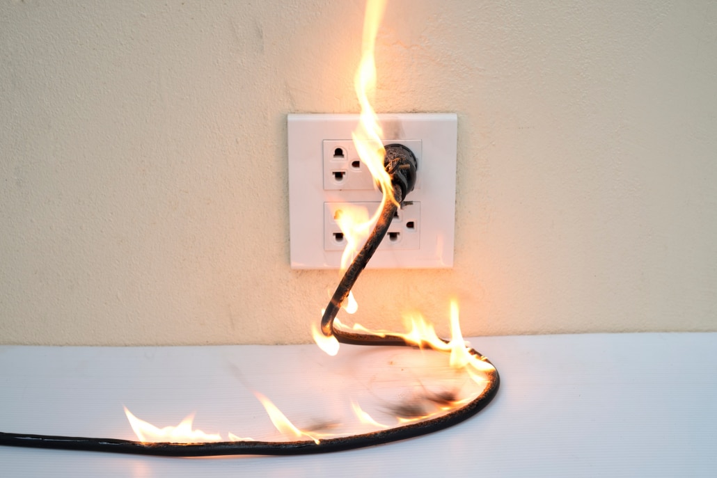 Electrical fire in a home. 