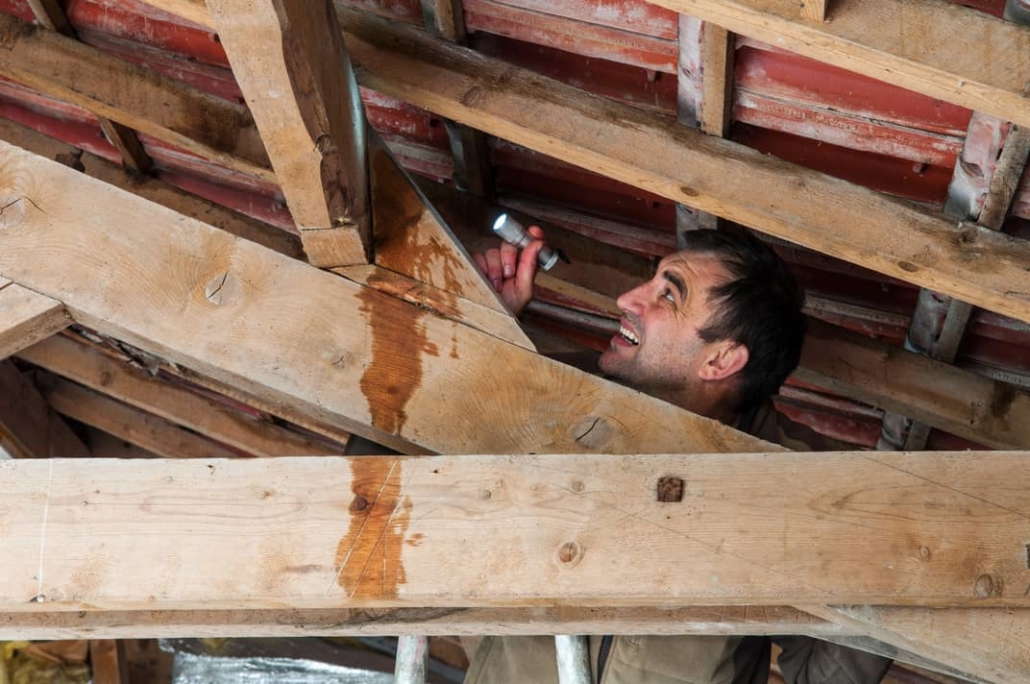 Water leaking down the rafters indicates there is an issue and condensation will form in attic