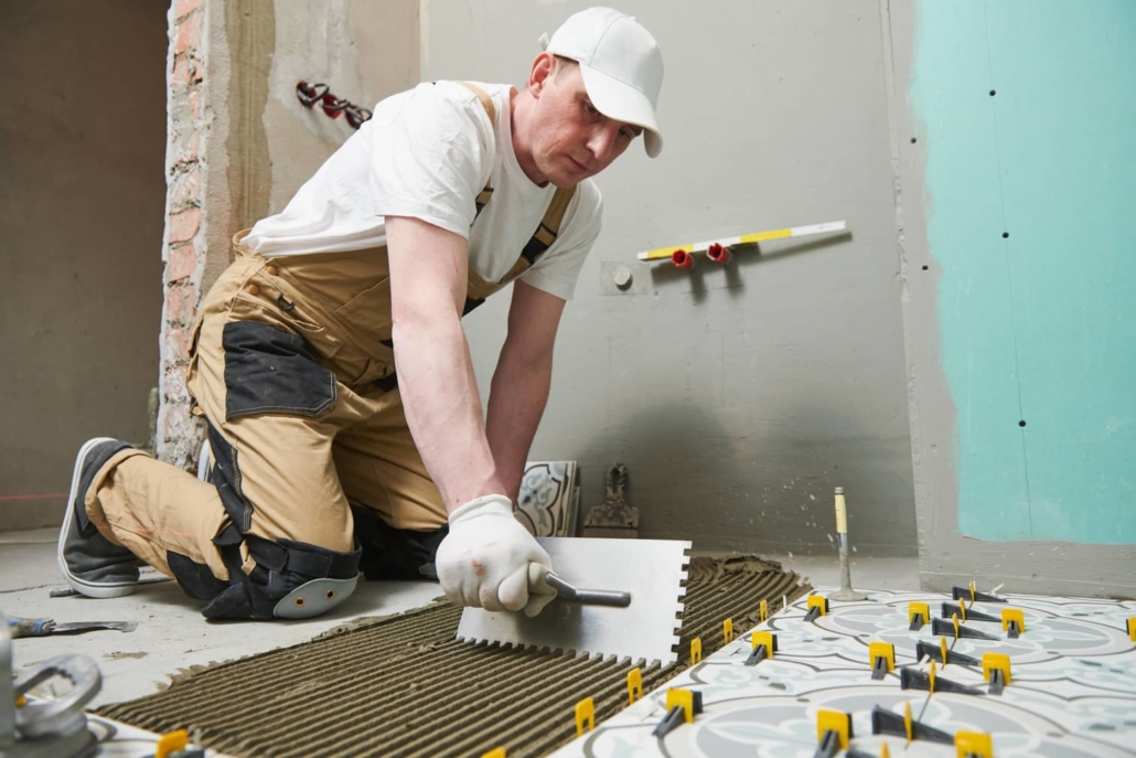 Use a professional to tile the floor or walls. 