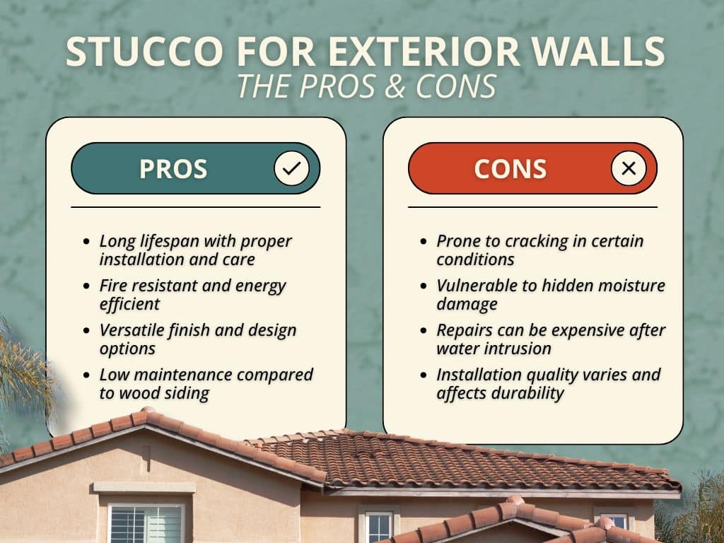 pros and cons stucco exterior wall